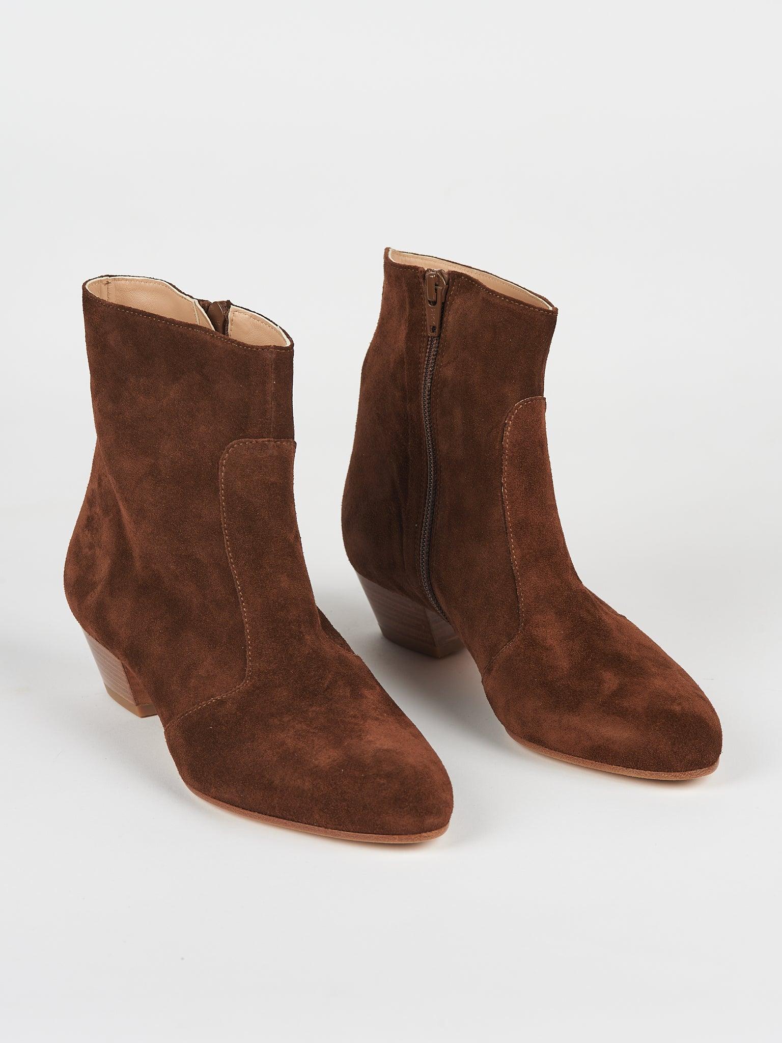 The Beatnik in Chocolate Suede Angled Front View