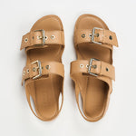 The Double Buckle Sandal in Bare Flat View