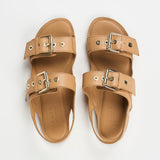 The Double Buckle Sandal in Bare Flat View