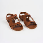 The Walking Sandal in Cognac Angled Front View