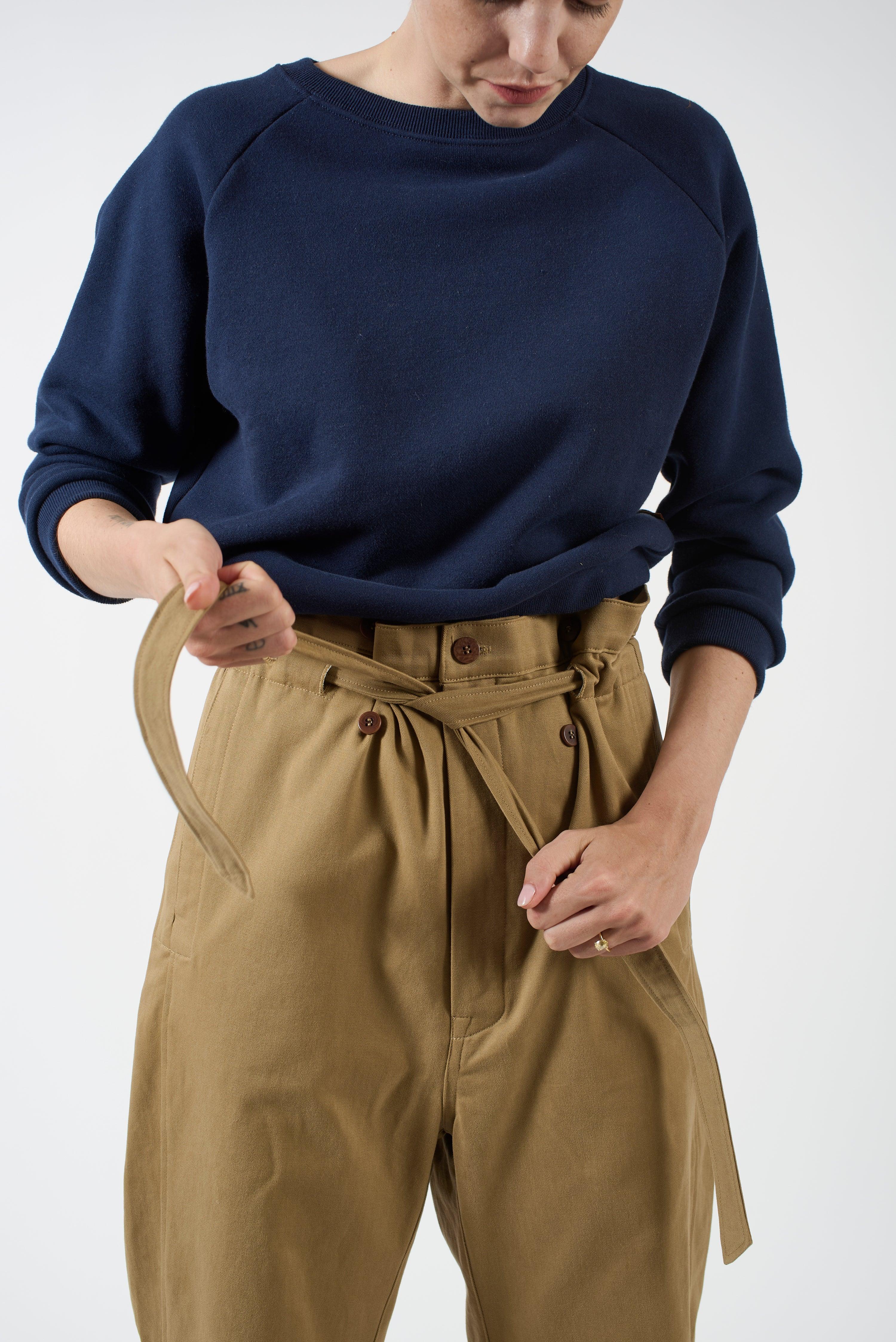 The Everything Pant in Chestnut Detail of Waist 3