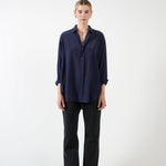 The Essential Silk Blouse in Navy Full Body