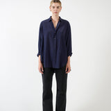 The Essential Silk Blouse in Navy Full Body