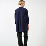 The Essential Silk Blouse in Navy Back