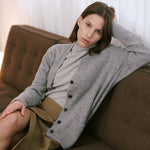 The Welt Pocket Cashmere Cardigan in Light Heather