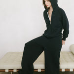 The Wide Leg Terry Trouser in Black