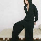 The Wide Leg Terry Trouser in Black