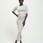The Rib Pencil Skirt in Heather Grey