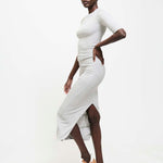 The Rib Pencil Skirt in Heather Grey