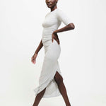 The Rib Pencil Skirt in Heather Grey