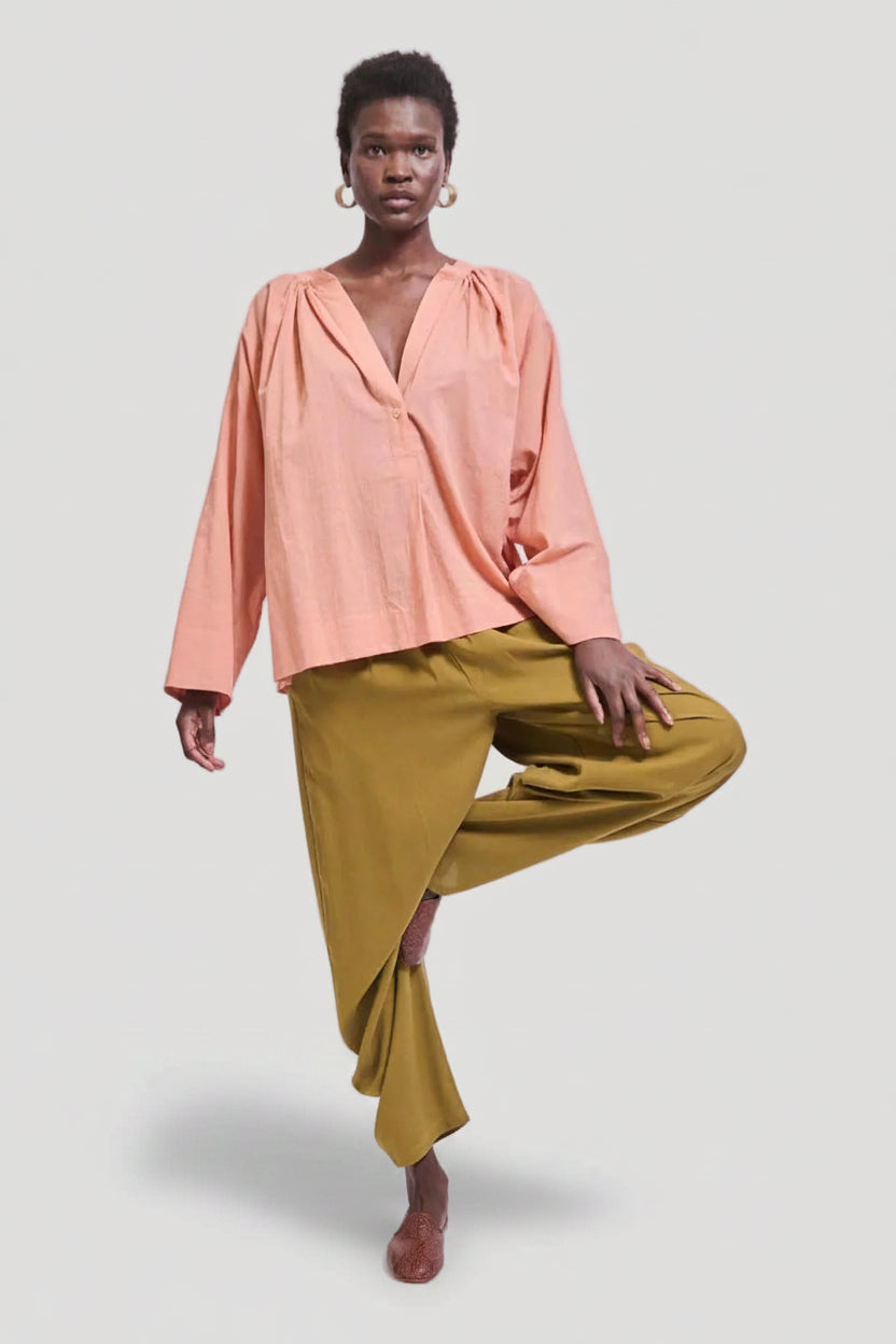 The Pascale Blouse in Dusty Peach