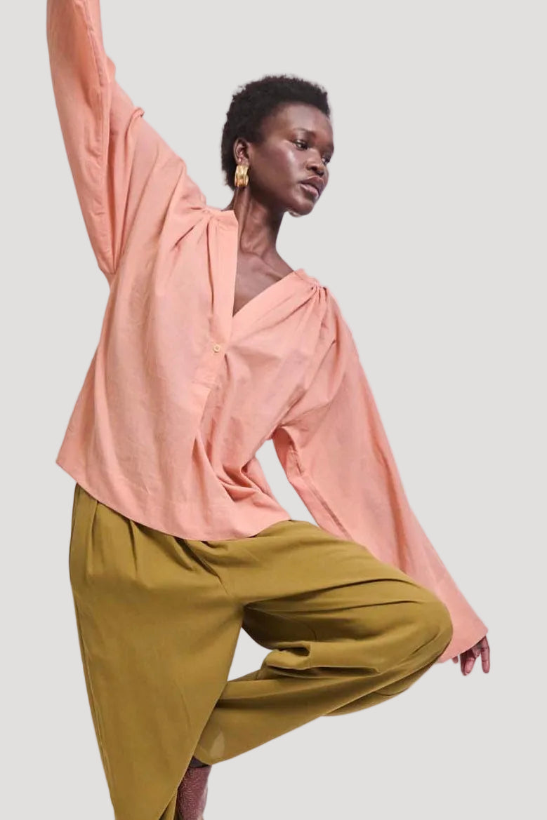 The Pascale Blouse in Dusty Peach