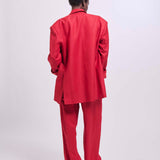The Linen Oversized Blazer in Red