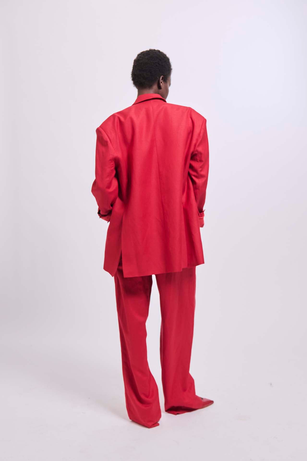 The Linen Oversized Blazer in Red