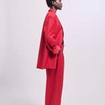 The Linen Oversized Blazer in Red