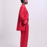 The Linen Oversized Blazer in Red