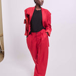The Linen Oversized Blazer in Red