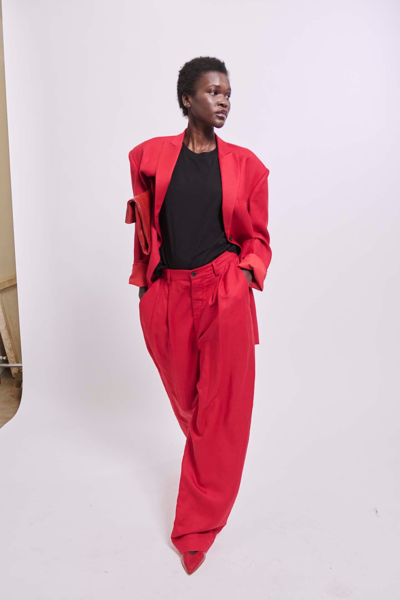 The Linen Oversized Blazer in Red