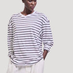 The High V Tee in White Stripe