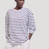 The High V Tee in White Stripe