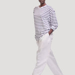 The High V Tee in White Stripe