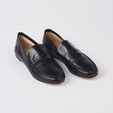 The Penny Loafer in Black Angled Front View