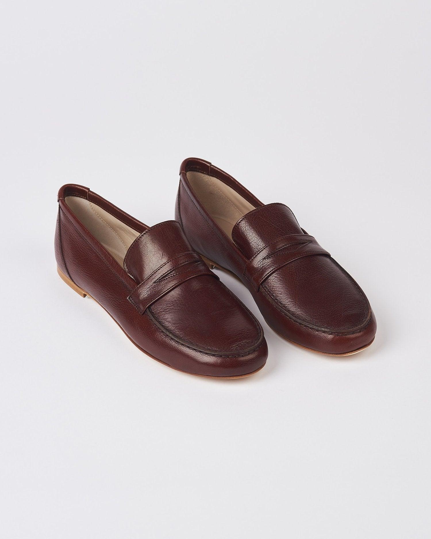 The Penny Loafer in Oxblood Angled Front View