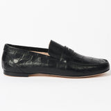 The Penny Loafer in Black Croc