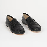The Penny Loafer in Croc Black Angled Front View