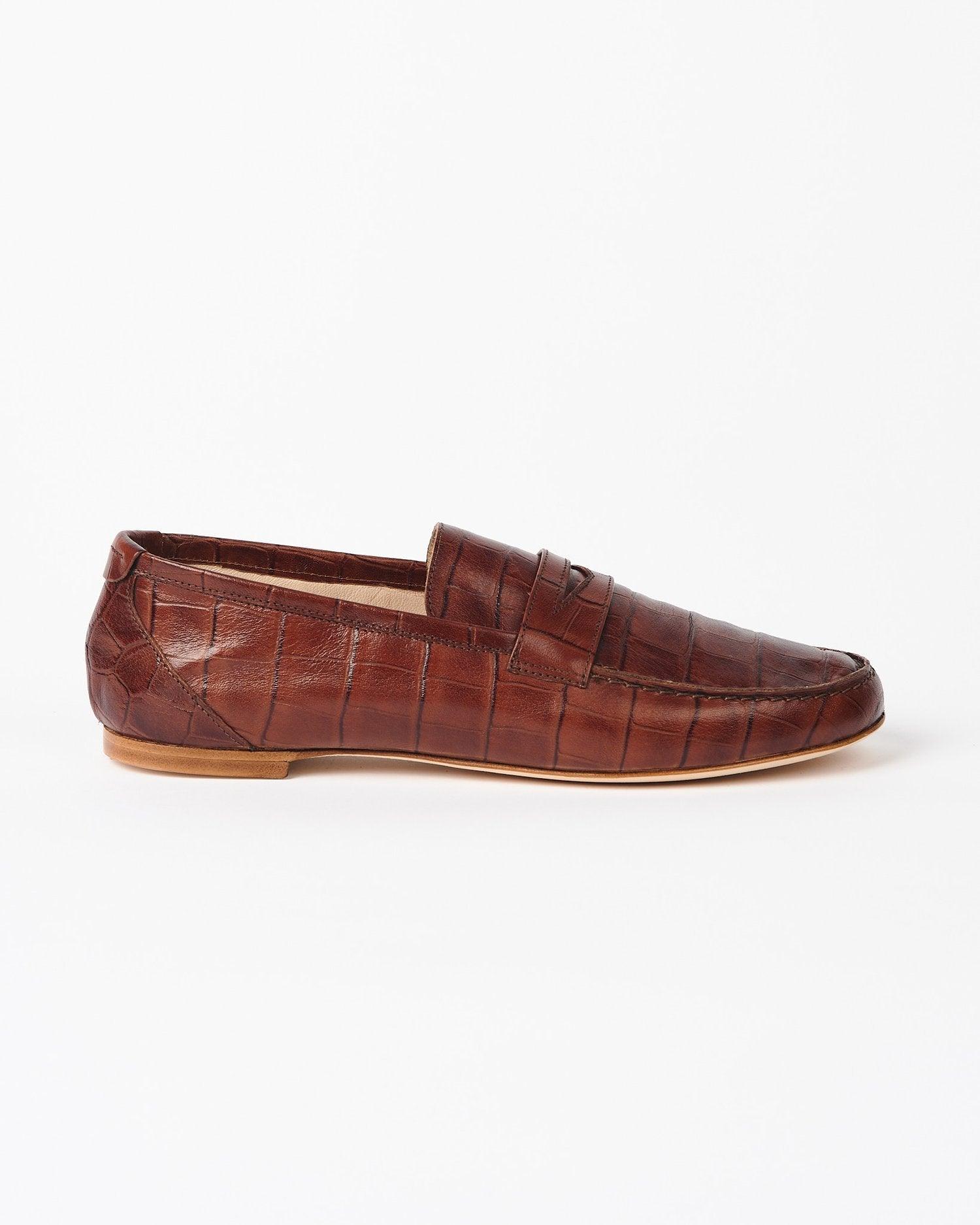 The Penny Loafer in Brown Croc - Jamie Haller