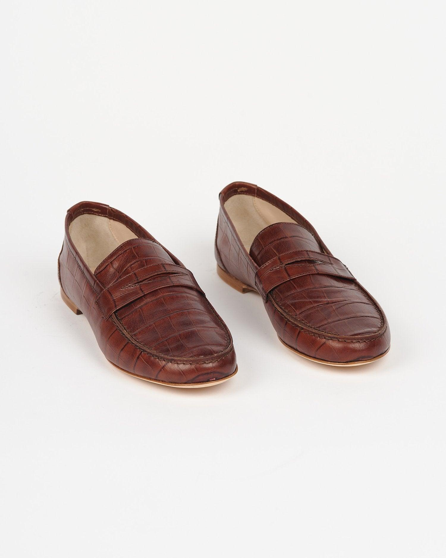 The Penny Loafer in Brown Croc - Jamie Haller