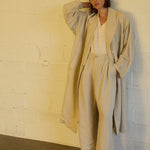 The Linen Baggy Trench Coat in Stone