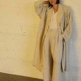 The Linen Baggy Trench Coat in Stone