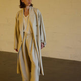 The Linen Baggy Trench Coat in Stone