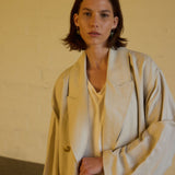 The Linen Baggy Trench Coat in Stone