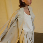 The Linen Baggy Trench Coat in Stone