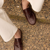 The Penny Loafer in Espresso Croc close up overhead shot