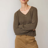 The V Fave in Cotton Cashmere in Khaki