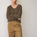 The V Fave in Cotton Cashmere in Khaki