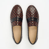 Black and Brown Woven Loafer Flat View