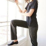 The Penny Loafer in Black Croc