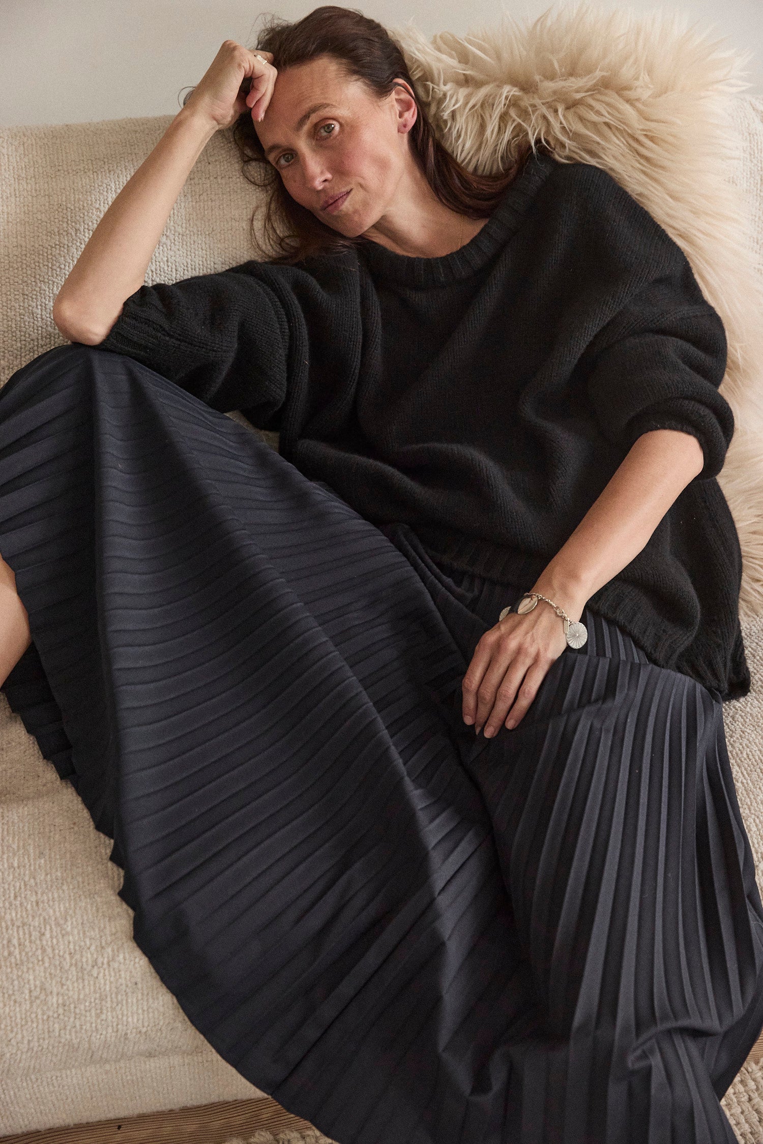 The Accordion Skirt in Navy