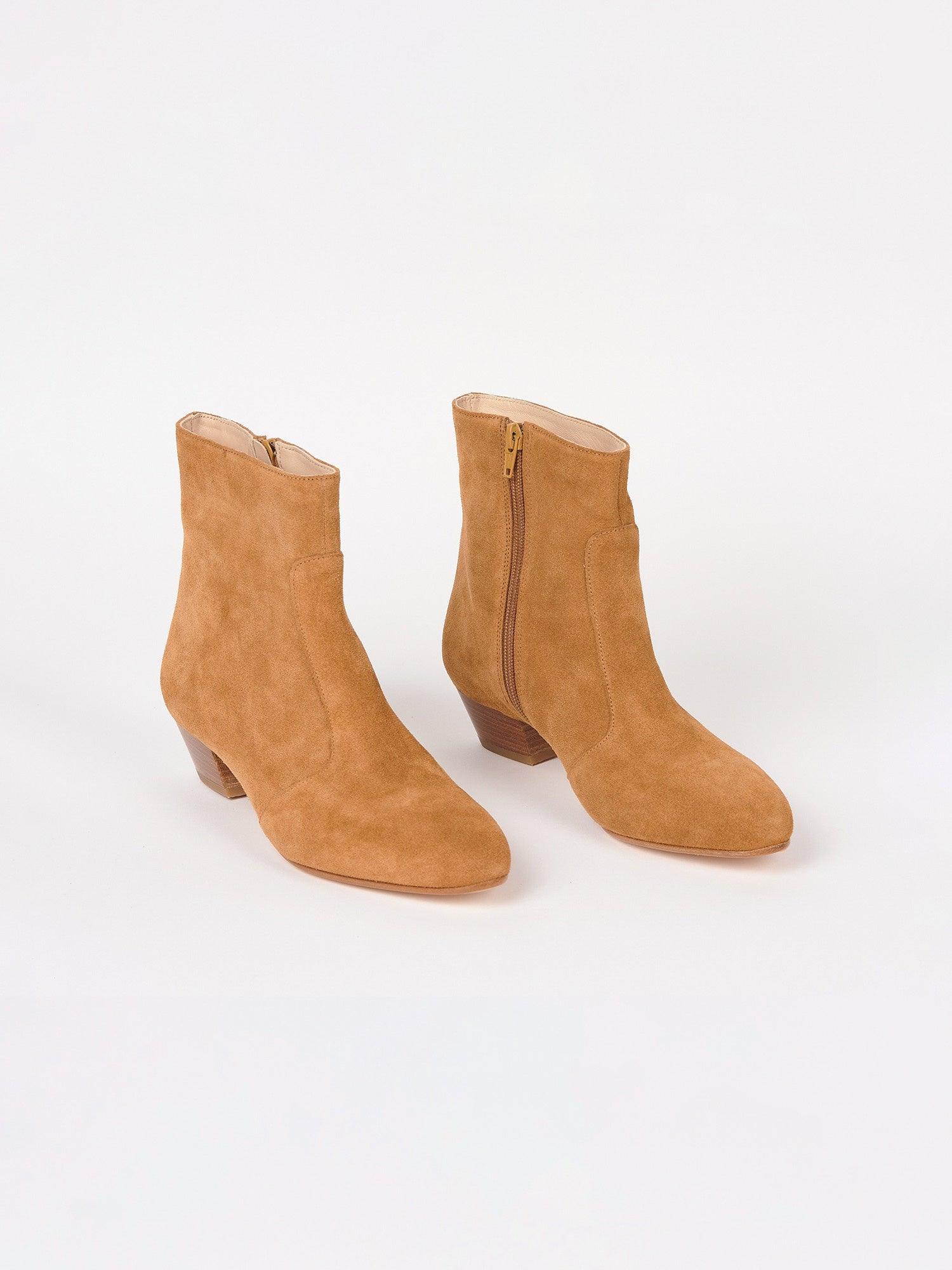 The Beatnik in Camel Suede Angled Front View