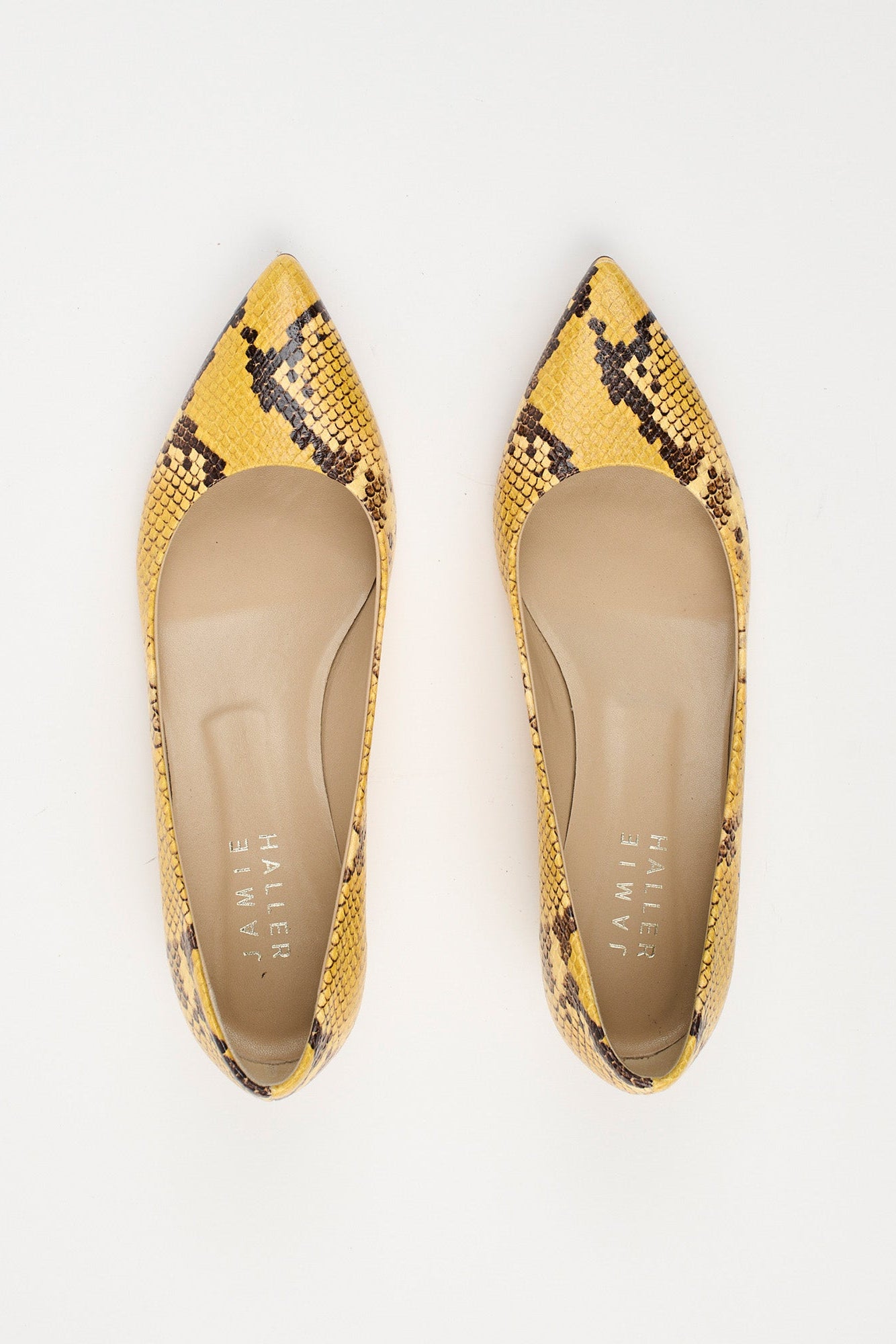 The Kitty Point Heel in Yellow Flat Front