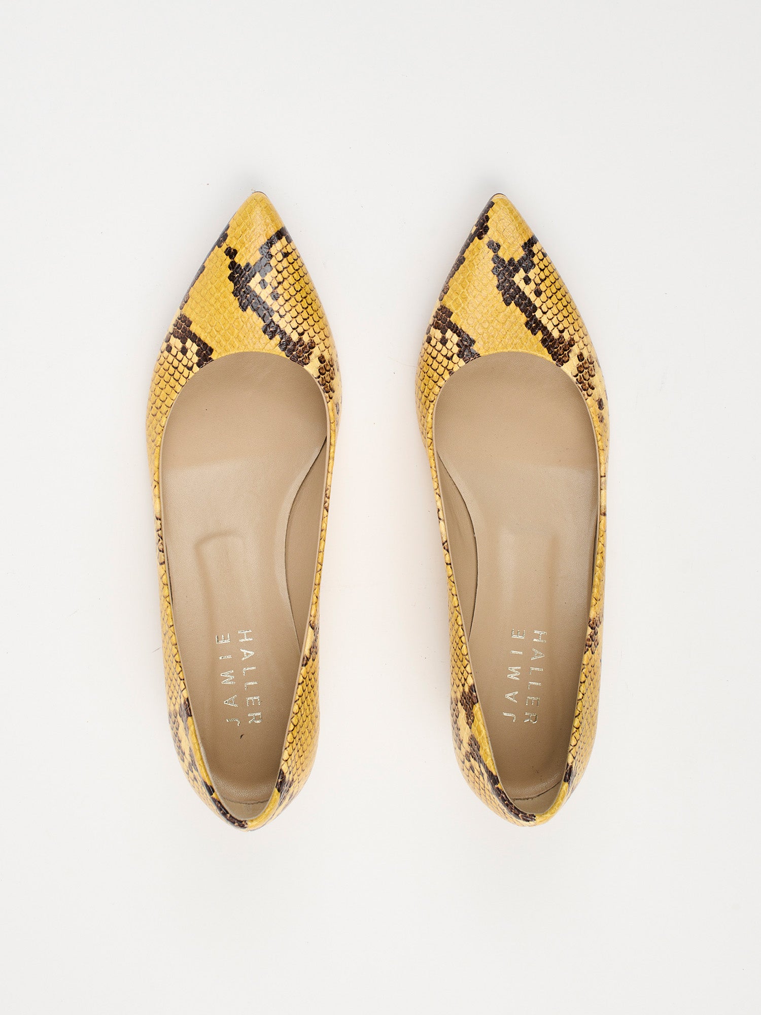 The Kitty Point Heel in Yellow Flat Front