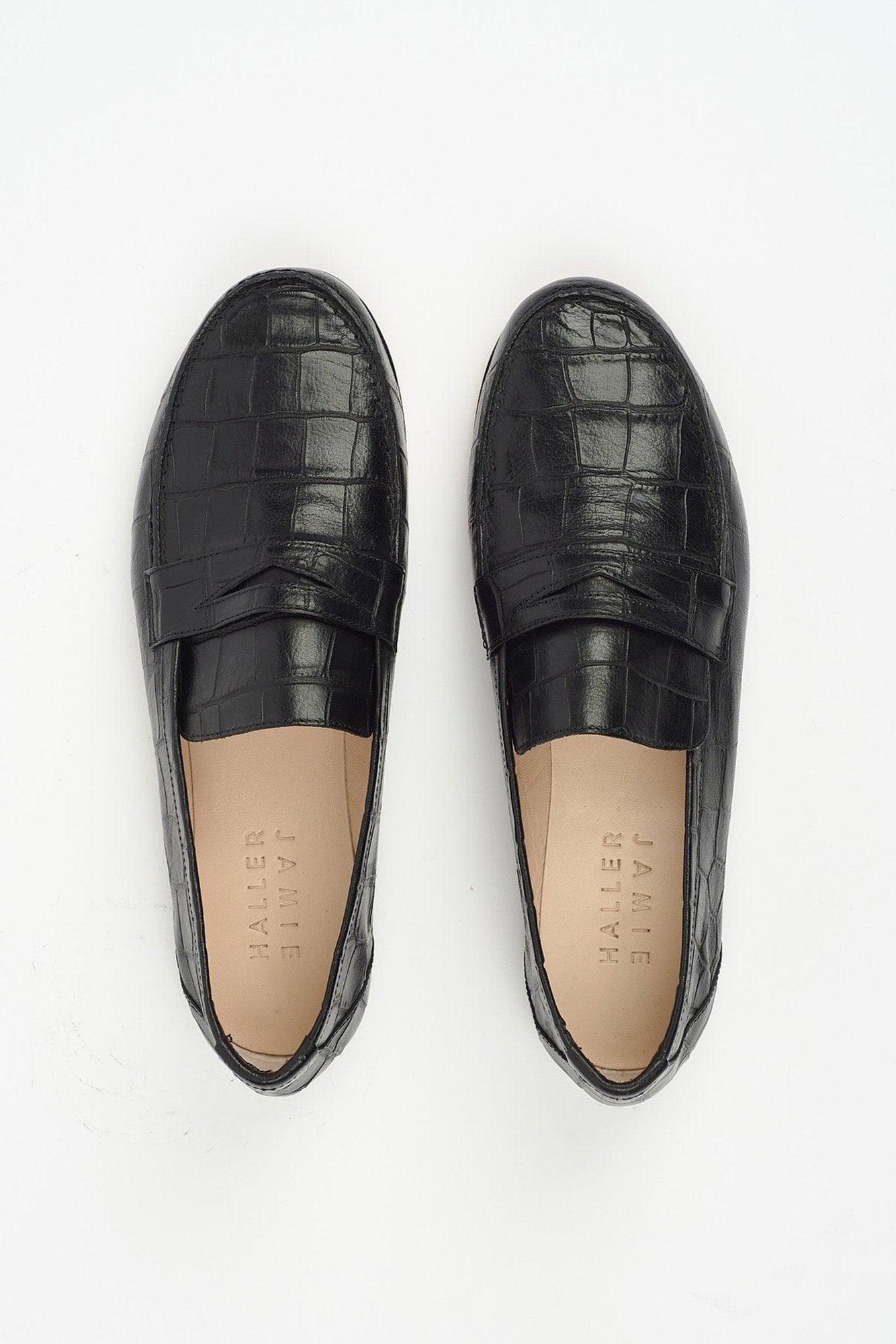 The Penny Loafer in Black Croc - Jamie Haller
