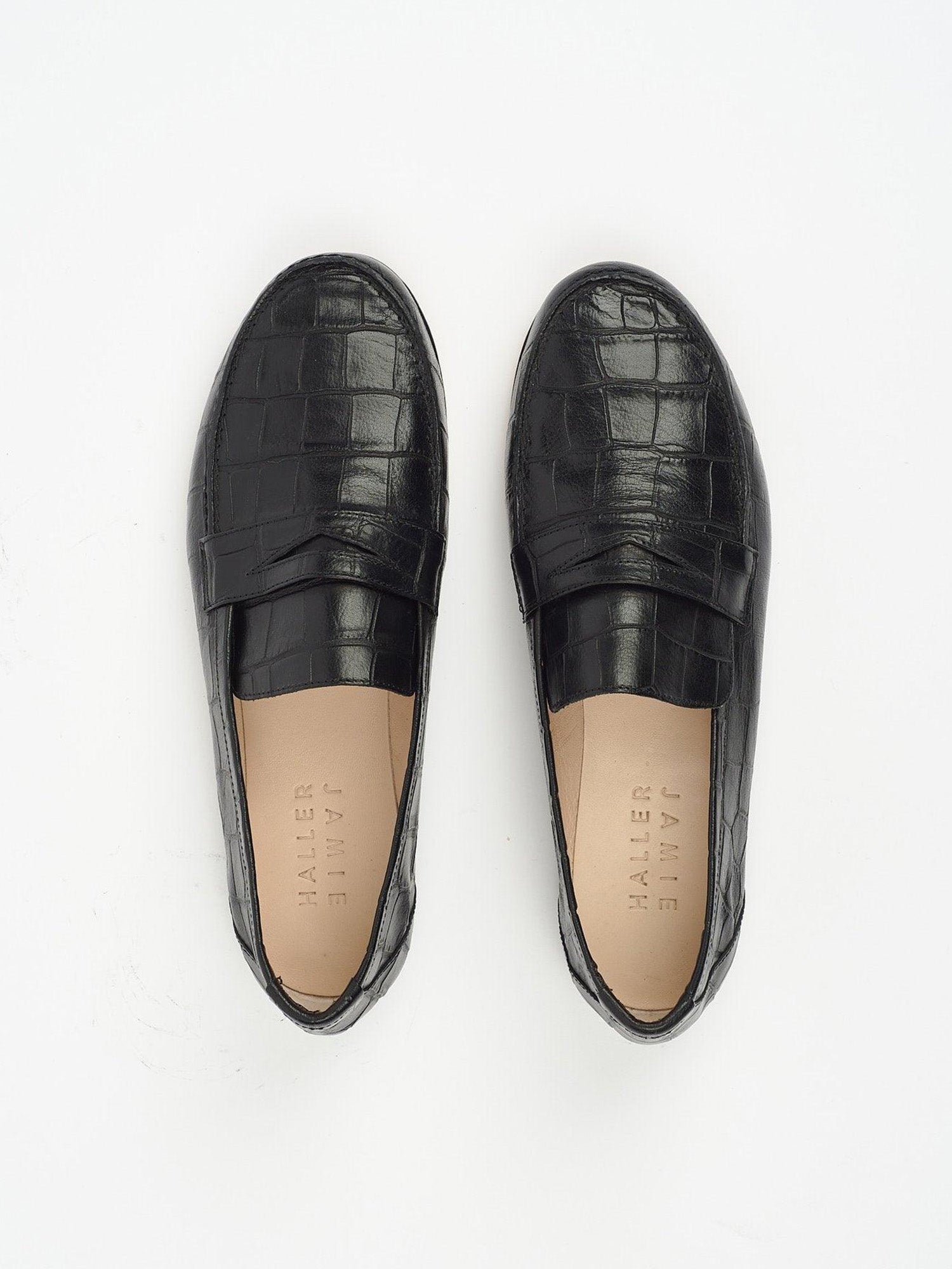 The Penny Loafer in Black Croc - Jamie Haller