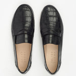 The Penny Loafer in Black Croc