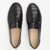 The Penny Loafer in Black Croc