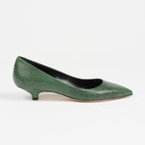 The Kitty Point Heel in Green Snake